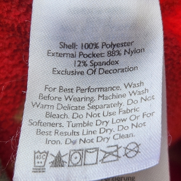 EDDIE BAUER Mens Pullover Medium Red Fleece Quarter Zip Geometric Pocket - Picture 4 of 13